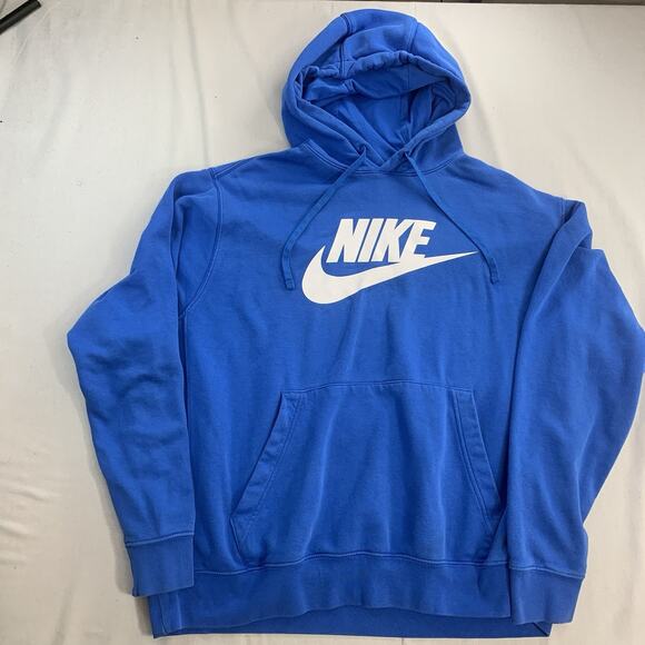 Nike Men's Blue Hoodie Size XL Hooded Sweatshirt Embroidered Logo Pullover - Picture 1 of 9